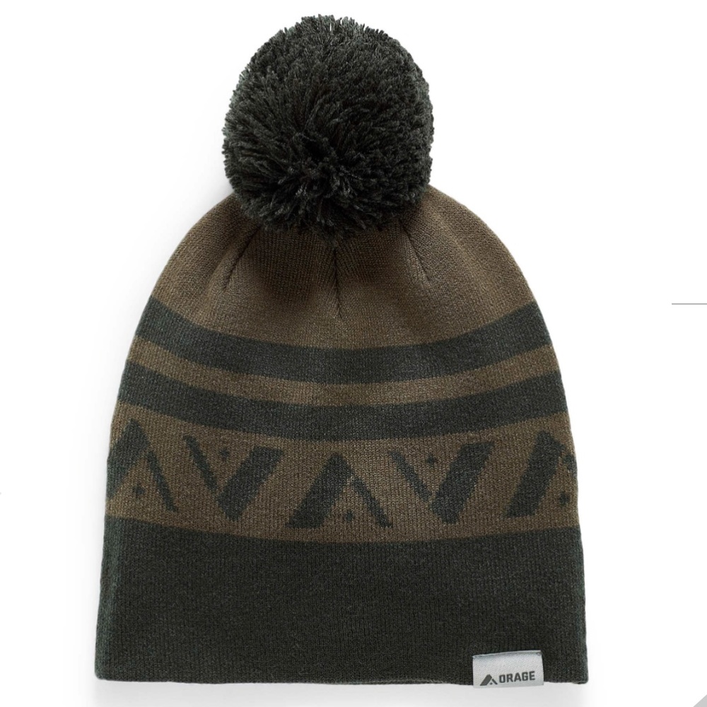 Orage khaki green Nordic jacquard pompom Sutton beanie NWT